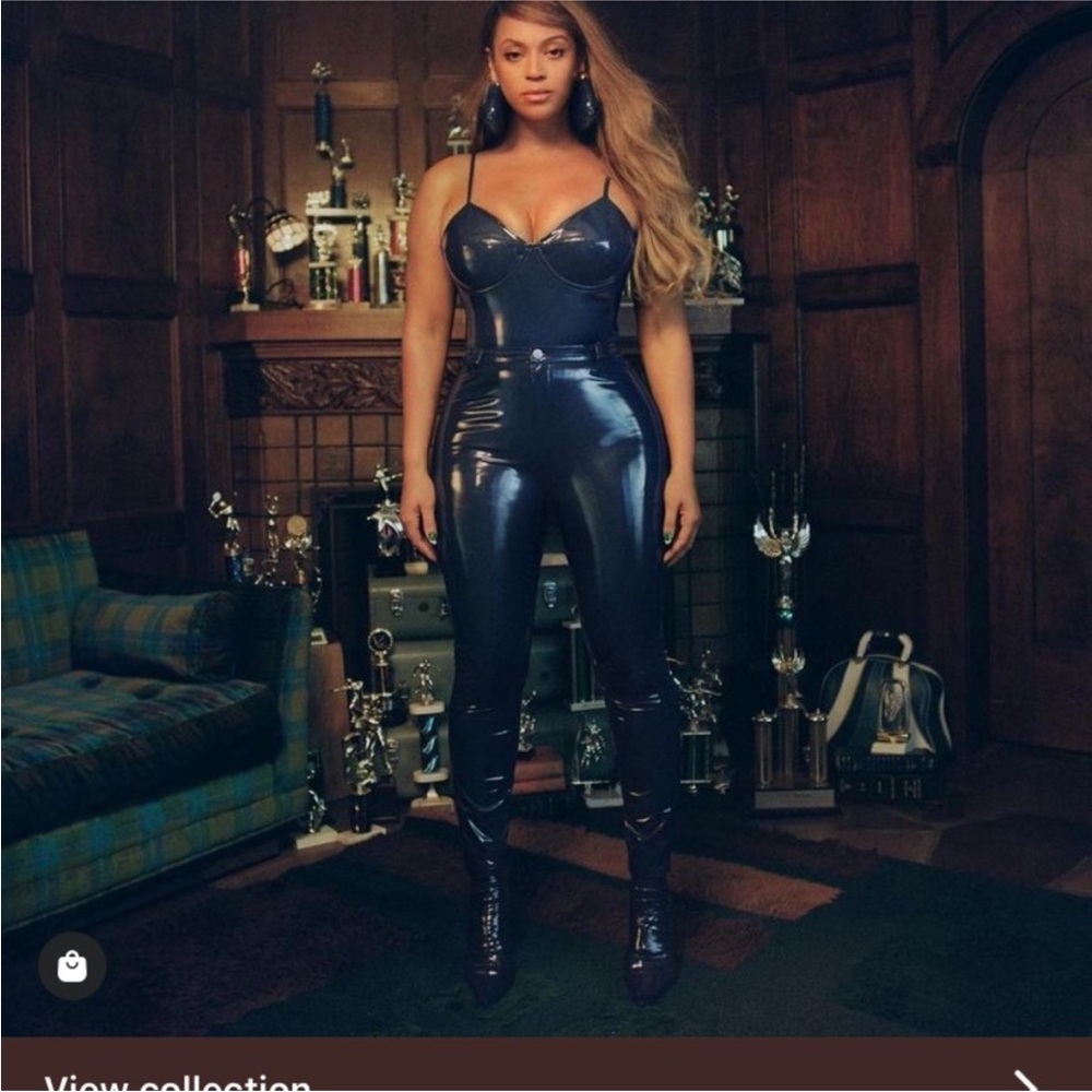 IVY PARK Navy Patent Faux Leather Jumpsuit